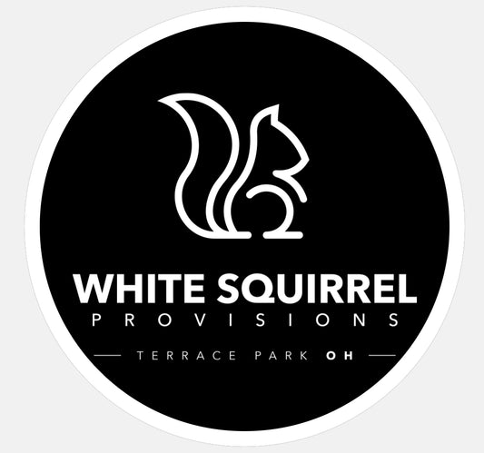 White Squirrel Provisions 3x3 Sticker